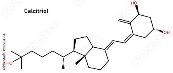 Fototapeta Calcitriol is a synthetic version of Vitamin D3 used to treat calcium deficiency with hypoparathyroidism (decreased functioning of the parathyroid glands) and metabolic bone disease
