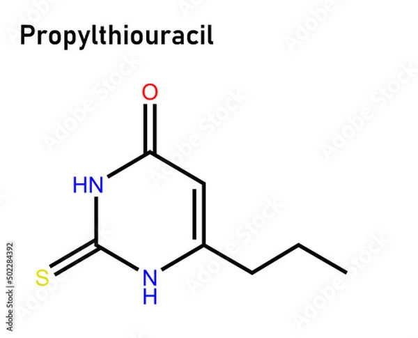 Fototapeta Propylthiouracil is a medication used to treat hyperthyroidism. This includes hyperthyroidism due to Graves' disease and toxic multinodular goiter.