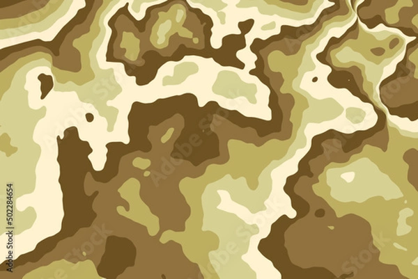 Fototapeta Olive abstract military background. The modern wavy camouflage pattern in khaki colors. Classic clothing style masking camo