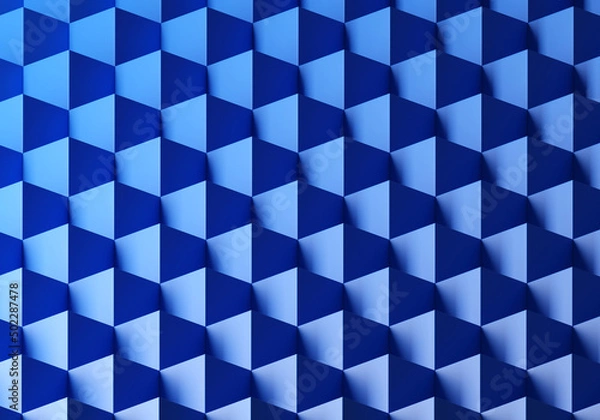 Fototapeta Blue geometric background. Modern background with cubes. Blue endless stairs. Creative background. Geometric texture. Abstract 3D pattern. Wallpaper for your ads design. 3d rendering.