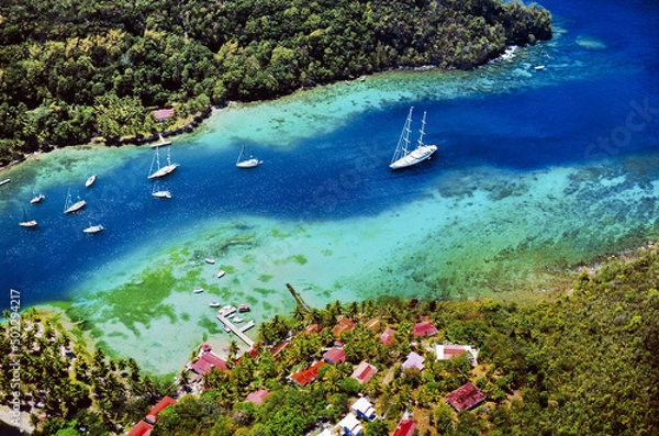 Fototapeta Marigot Bay, south of Castries on the west coast of the island of St. Lucia in the Caribbean. Location for film Dr. Dolittle