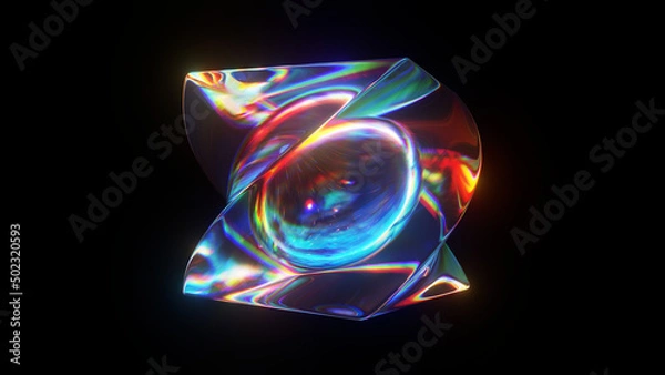 Obraz 3d rendered abstract cube with detailed reflection and dispersion.