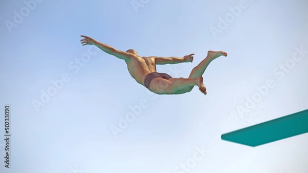 Obraz Turmspringer springt vom Brett ab 3D