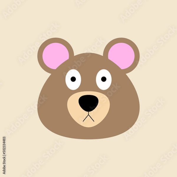 Fototapeta Cute simple bear head vector illustration