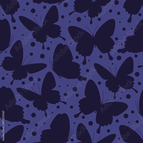 Fototapeta A bright pattern of butterfly silhouettes and dots