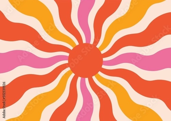 Fototapeta SUNBURST RETRO VIBES GRAFICZNE DRUKOWNIK GROOVY TOTE 60S 70S
