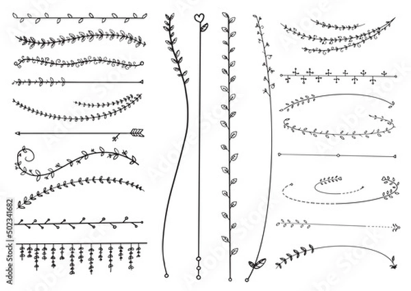 Obraz Set of hand drawn doodle vines elements