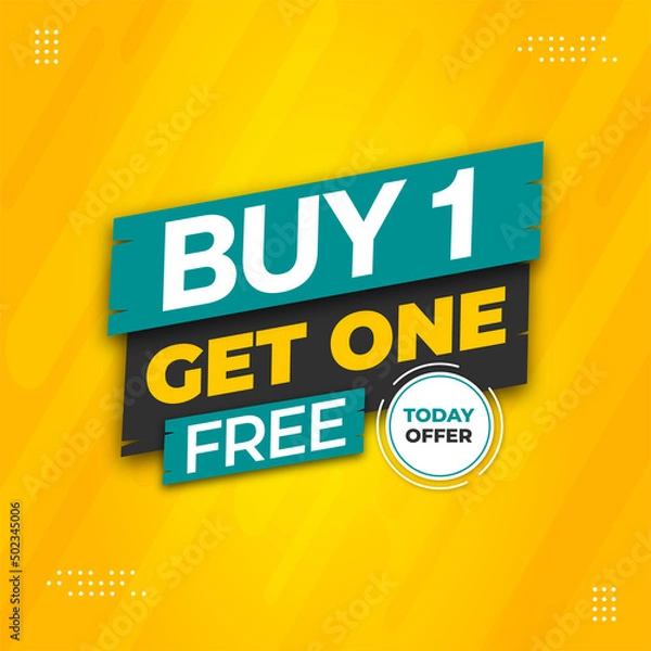 Obraz Buy one get one free sale banner special banner with text effect