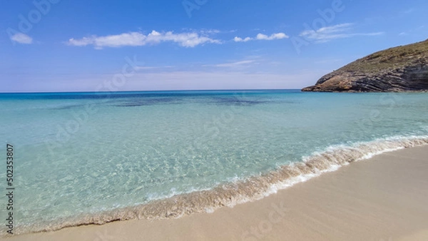 Fototapeta Cala Torta. Cala Ratjada Beautiful view of the seacoast of Majorca with an amazing turquoise sea, in the middle of the nature. Concept of summer, travel, relax and enjoy