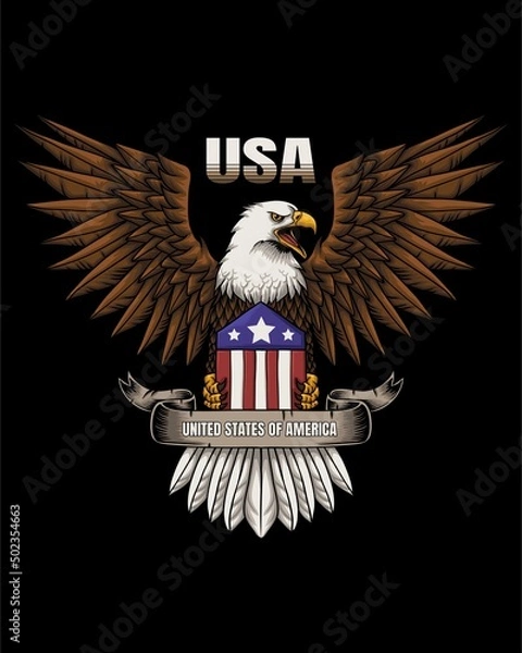 Obraz Eagle america ribbon vector illustration
