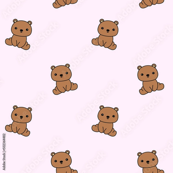 Fototapeta Cute sitting bear vector seamless pattern