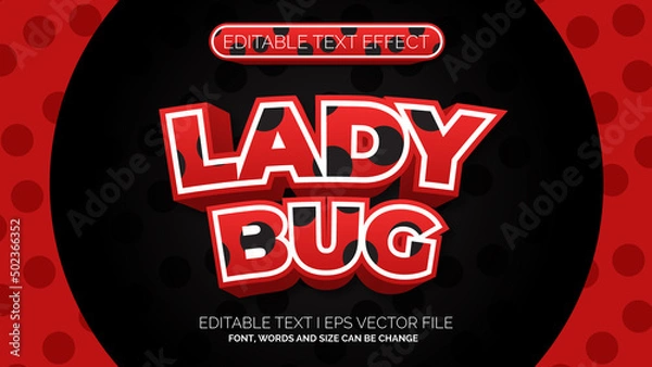 Fototapeta Editable text effect - lady bug texture text style concept