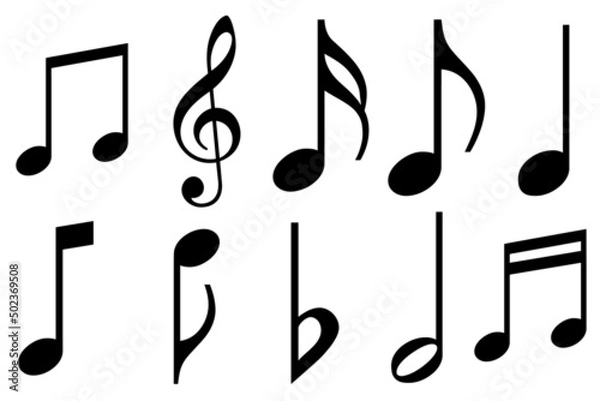 Fototapeta Music notes icons set. Vector illustration