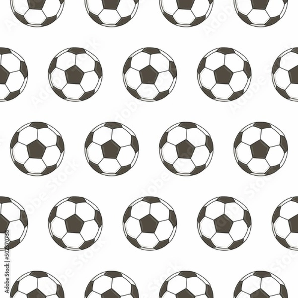 Fototapeta Vector pattern with soccer balls. Black and white balls. Sports background. Sports pattern for print.
