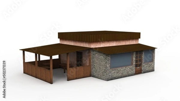 Obraz Village shop render on a white background. 3D rendering