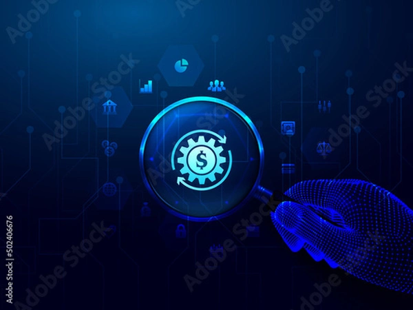 Obraz 2d rendering usd Dollar symbol  with digital background