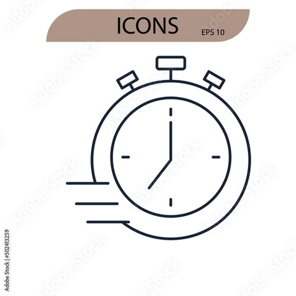 Fototapeta Time icons  symbol vector elements for infographic web
