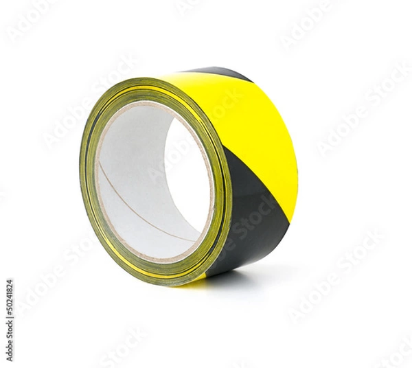 Fototapeta gelb schwarz gestreiftes Warnklebeband