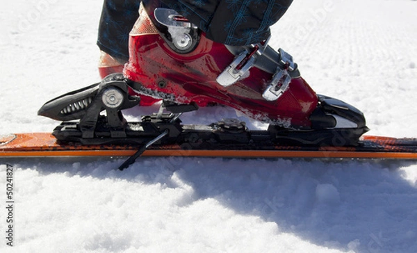 Obraz Skiing equipment on snow