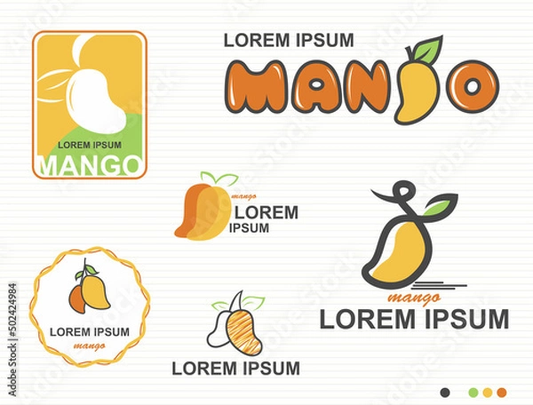 Obraz Mango Fruit And Farm Logo Set - Vector