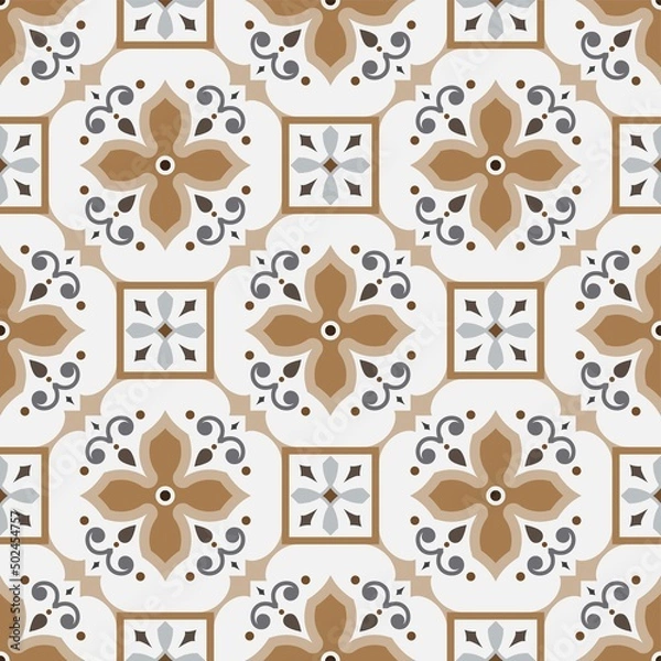Obraz Floral tile pattern vector