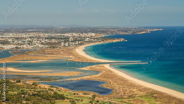Fototapeta Alvor's beach view from the airplane