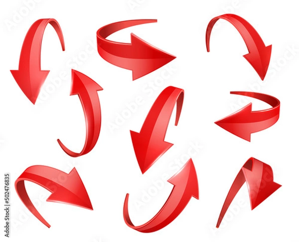 Obraz Red realistic glossy 3D curve arrows 