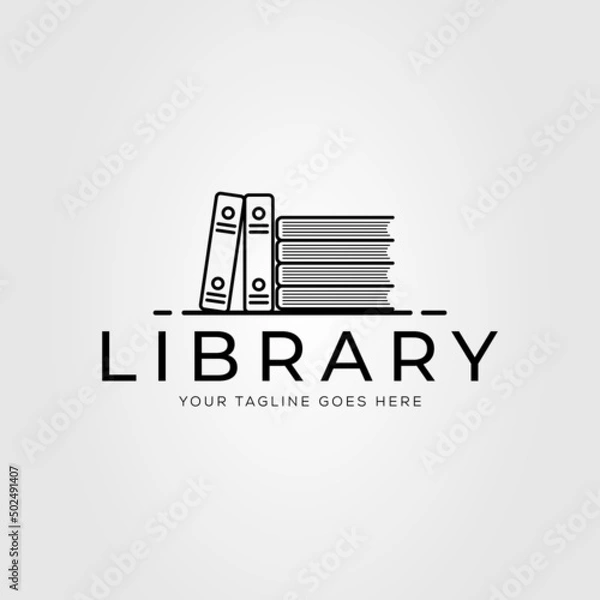 Fototapeta book library or bookstore or bookshelf logo vector illustration design
