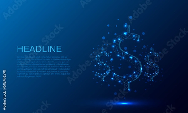 Fototapeta Dollar sign.Low poly style design. Abstract geometric background.vecter illustration