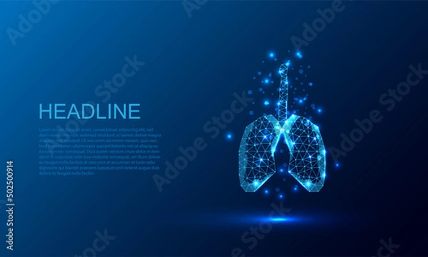 Fototapeta human lungs .Low poly style design. Abstract geometric background. Wireframe light connection structure.vector illustration