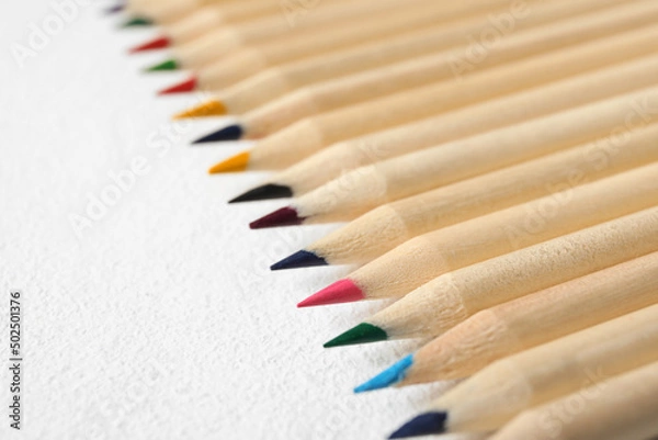 Fototapeta Colorful pencils on light background
