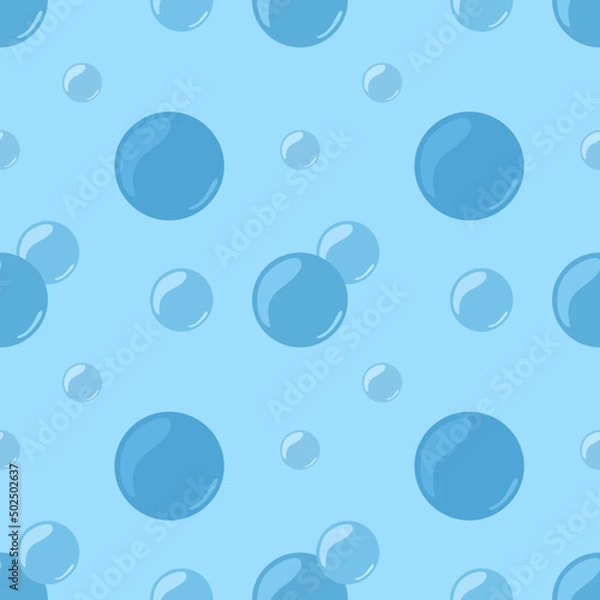 Fototapeta seamless pattern of water bubbles background, blue circle on blue background