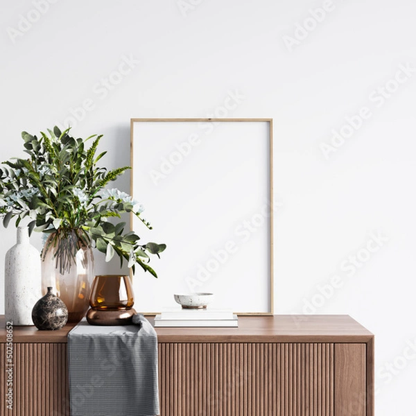 Fototapeta Frame Mockup with Interior Decoration
