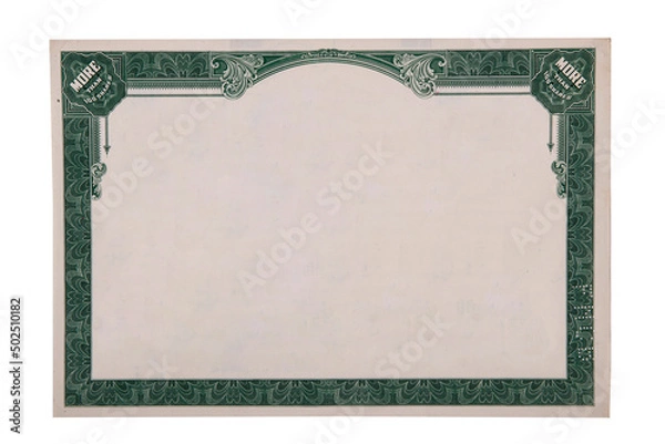 Fototapeta blank actual certificate with elegant border. vintage certificate or share certificate for copy space