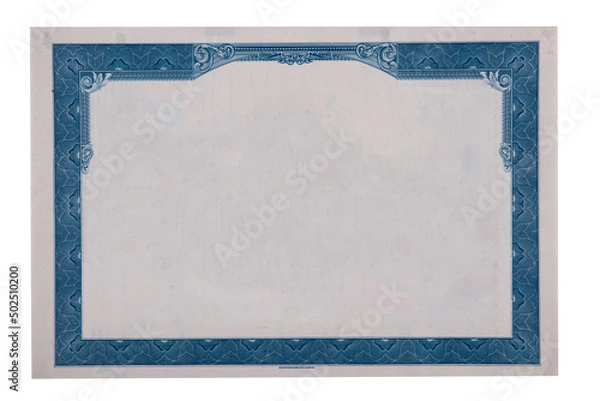 Fototapeta blank actual certificate with elegant border. vintage certificate or share certificate for copy space