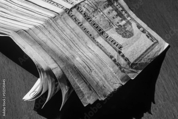 Obraz stack of twenty dollars banknotes, close up, front side