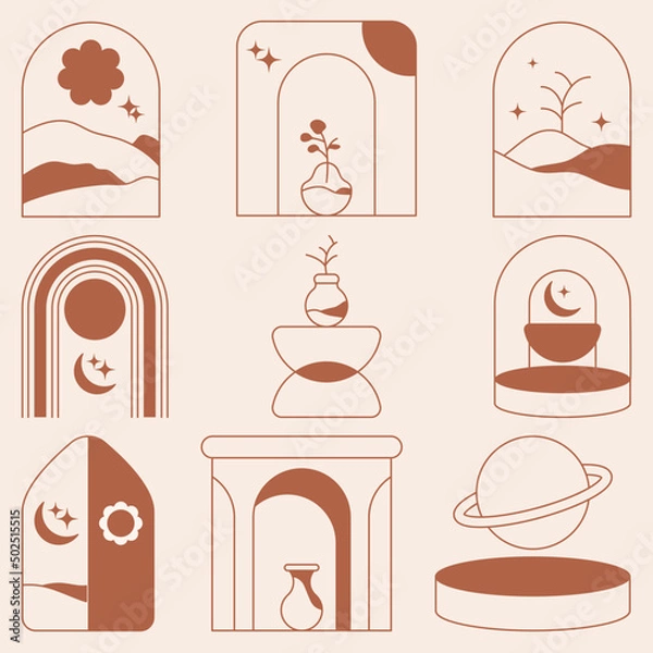 Fototapeta Collection of aesthetics element graphic art. great use for aesthetics style element