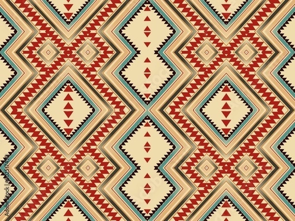 Obraz Geometric Patterns Ikat Fabric Prints Native American Mexican Patterns Abstract Background