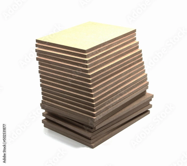 Fototapeta 23 boards of raw mdf, on a white background.