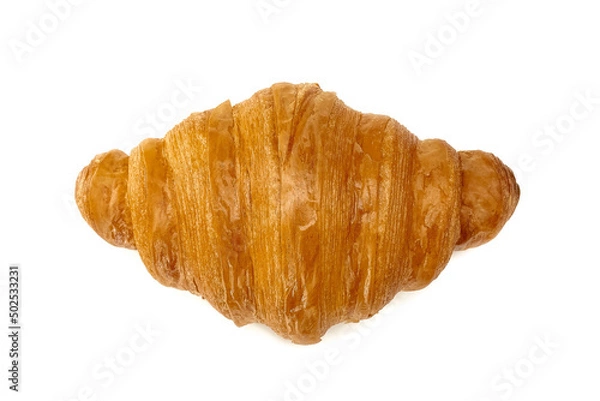 Fototapeta Plain Croissant, a classic crescent-shaped croissant on top view. isolated on a white background.