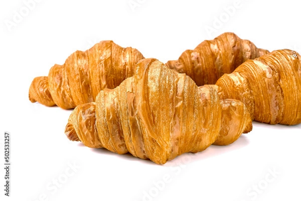 Fototapeta Plain Croissants, a classic crescent-shaped croissant. isolated on a white background.