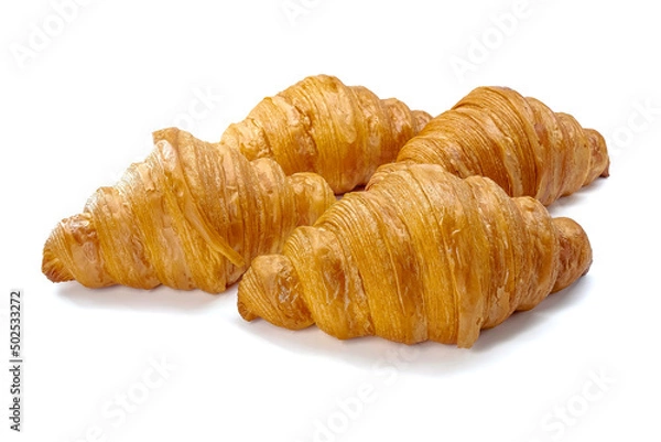 Fototapeta Plain Croissants, a classic crescent-shaped croissant. isolated on a white background.