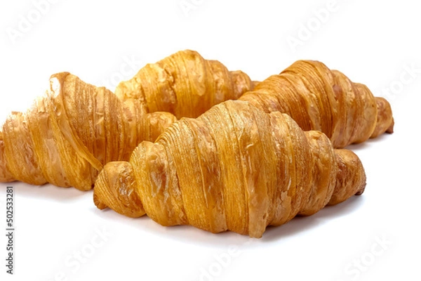 Fototapeta Plain Croissants, a classic crescent-shaped croissant. isolated on a white background.