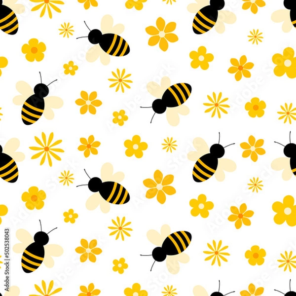 Obraz Seamless pattern bees honey vector illustration	