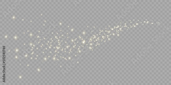 Fototapeta Vector golden sparkling falling star. Stardust trail. Cosmic glittering wave.	