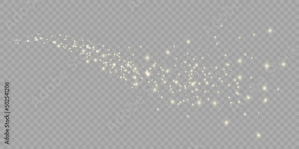 Fototapeta Vector golden sparkling falling star. Stardust trail. Cosmic glittering wave.	