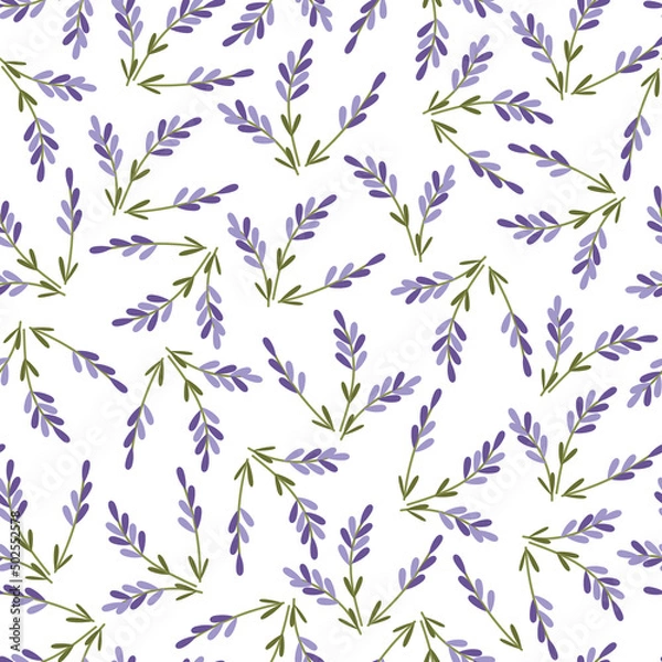 Obraz lavender pattern seamless. Cute print for printing on textiles, clothing, packaging. Marketing of lavender products. Vector illustration, hand drawn