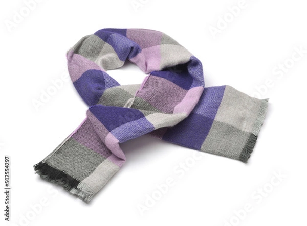 Obraz Blue plaid woolen scarf