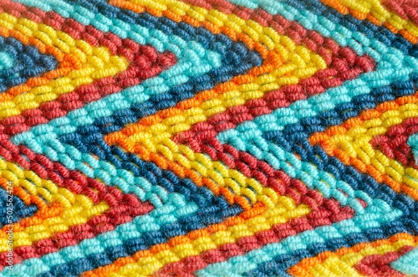 Fototapeta Guajiro Wayu handicraft weaving macro. Concept textures.