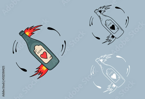 Fototapeta Spin the bottle game or kissing party game icons